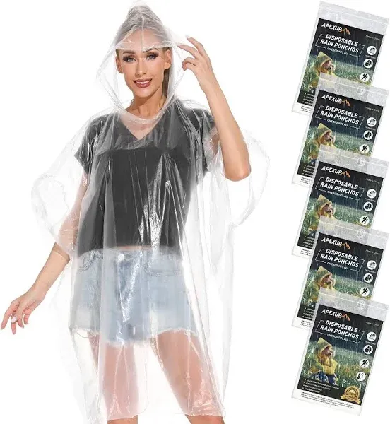 APEXUP Disposable Rain Ponchos for Adults, Emergency Rain Poncho for Camping Hik