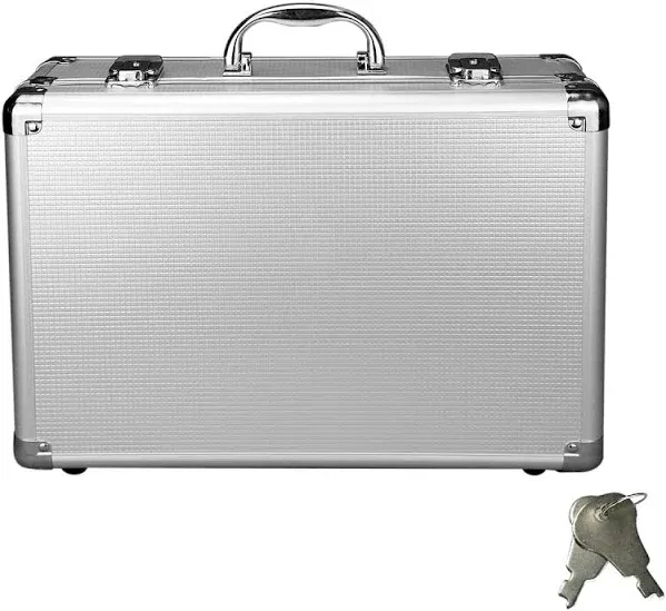 Aluminum Briefcase with Lock Hard Multifunctiona<wbr/>l Attache Case Silver with Fo...