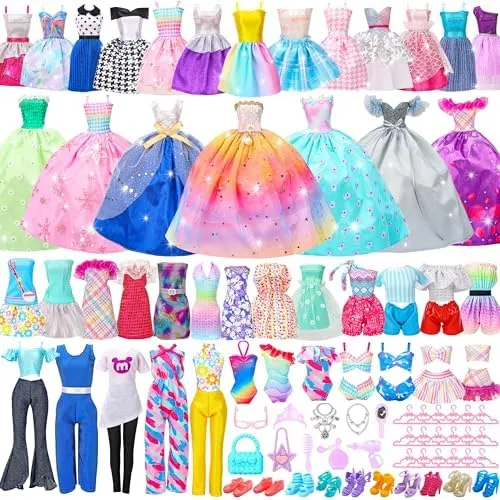 Style Shine 52 Pcs Doll Clothes and Accessories Wedding Gowns