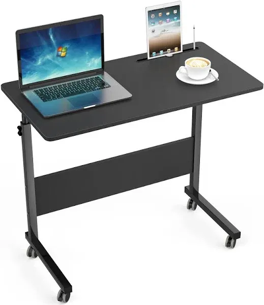 sogesfurniture Mobile Side Table 31.5 Inches Tablet Wheels Mobile Laptop Computer Desk Adjustable Movable Laptop Computer Stand for Bed Sofa,Black BHUS-05-1-80BK