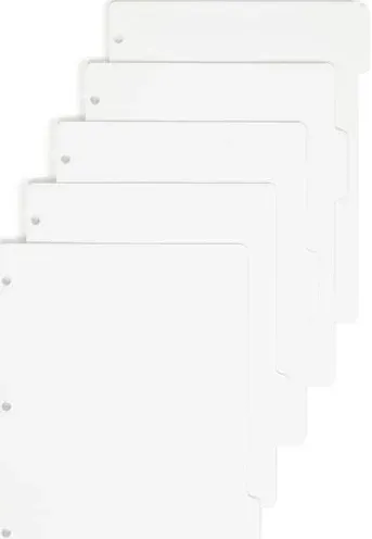 Smead™ Three-Ring Binder Index Divider, 5-Tab, 11 x 8.5, White, 20 Sets