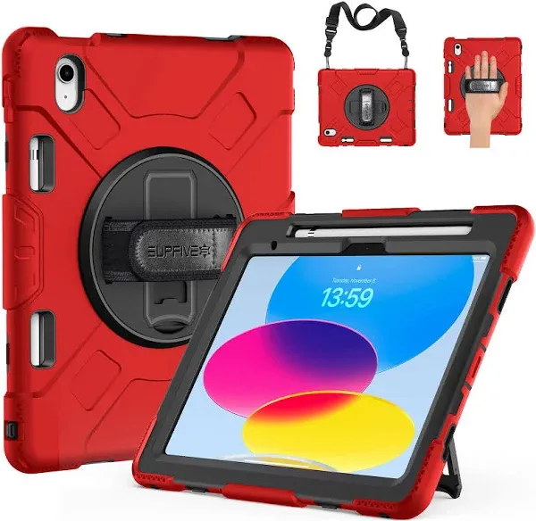 SUPFIVES iPad 10th Generation 2022 Upgraded Military Grade Heavy Duty Silicone Case