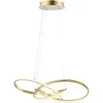 Jonathan Y Alexia 25" Abstract Integrated LED Metal Adjustable Pendant - Gold Painting