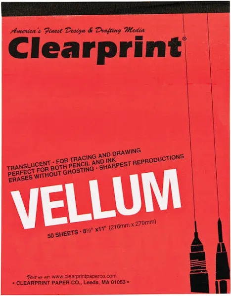 Chartpak Design Vellum Paper 11x17 50 Sheets/Pad