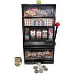 Adams Toy Heaven 777 Las Vegas Jumbo Slot Machine Casino Toy Piggy Bank Replica with Flashing Lights and Jackpot Alert Sounds and Free Working Gold