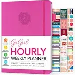 GoGirl Weekly Schedule Planner Hourly Work & Life Planner with Time Slots Vertical Agenda Organizer for Daily Productivity, A5 (Hot Pink)