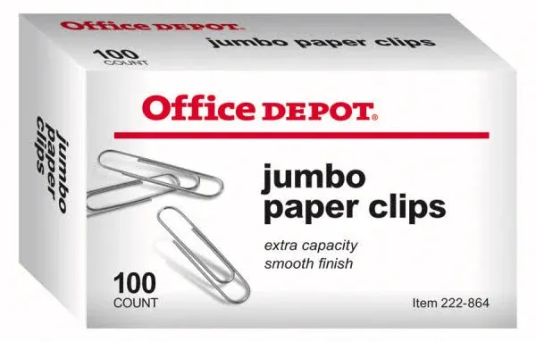 Office Depot Paper Clips, Jumbo, Silver (100 ct)