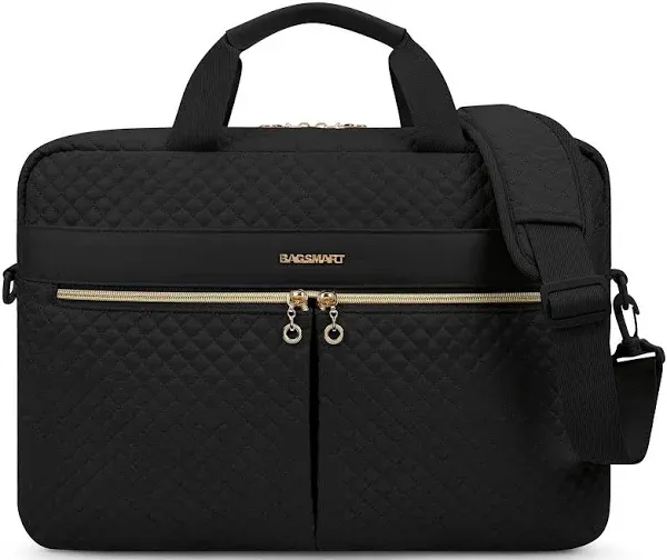 BAGSMART Crossbody Laptop Bag Briefcase Laptop Sleeve Laptop Case with Shoulder Strap, 15.6 Inches / Black