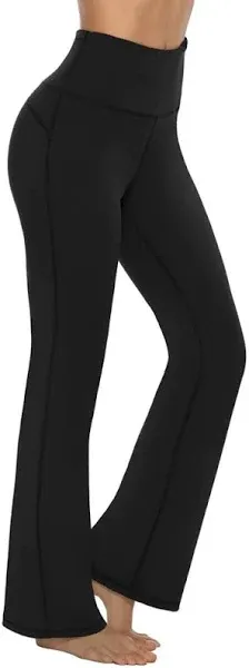 AFITNE Womens Bootcut Yoga Pants, Pockets, High Waist Workout Bootleg Yoga-XS