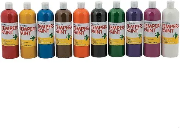 Washable Paint for Kids 10-Pack Washable Tempera Paints - Non-Toxic, Child-Safe 