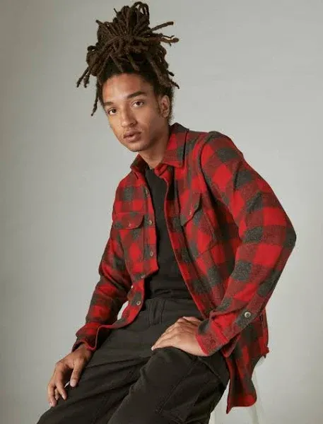 Lucky Brand Men's Buffalo Plaid Knit Shirting