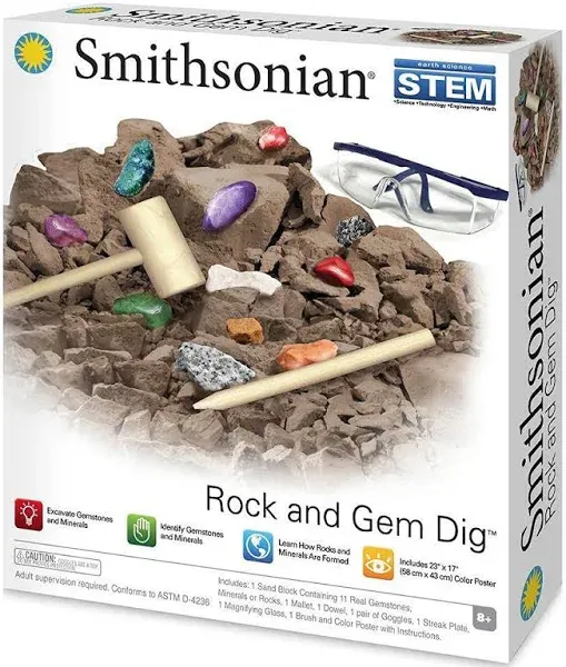 Smithsonian Rock and Gem Dig Kit STEM 8+ Science~ NEW