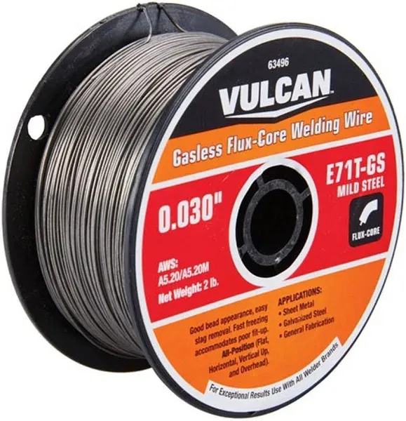 Vulcan Gasless 0.030&#034; E71T-GS Flux Core Welding Wire 2.00 Lb. Roll Smooth  T  20