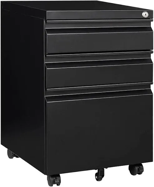 3 Drawer Mobile File Cabinet with Lock