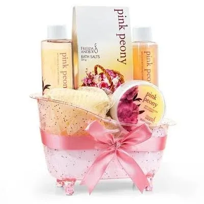 Freida and Joe - Pink Peony Spa Bath Gift Set in A Tub