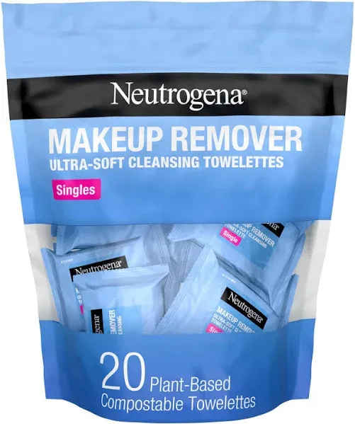 3 Pack Neutrogena Makeup Remover Cleansing Towelette Singles, Daily Face Wipes20