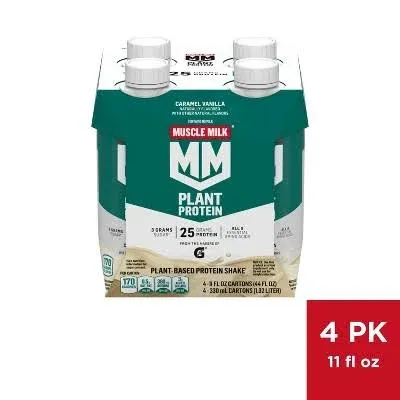 Muscle Milk Plant Based Protein Shake, Caramel-Vanilla (14 fl oz)