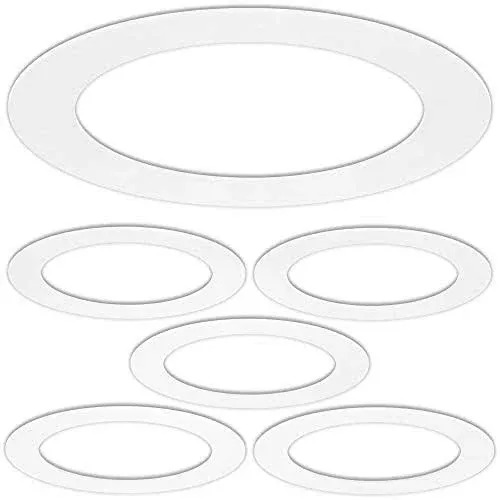 6 Pack Gloss White Goof Trim Ring for 8&#034; Inch Recessed Can Lighting down Light, 