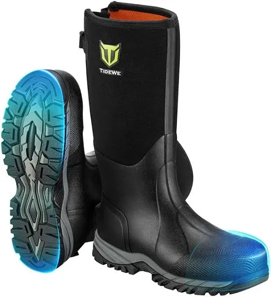 TIDEWE Rubber Neoprene Boots Men, Waterproof, Size 9