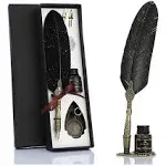 Retro Carving Feather Pen Set, Glittering Quill Pen Set Antique Calligraphy Writ