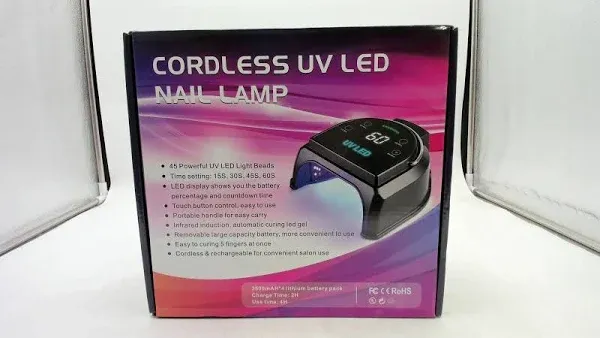 80W Professional Cordless UV LED Nail Lamp, Lights for One Battery, Black 