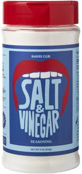 Bakers Club 9oz Salt & Vinegar Seasoning - French Fries, Wing Dust, Popcorn, Chips, Nuts, Snacks and More - Gluten-Free, MSG Free, Non-GMO - Zesty Tangy & Salty Spice Blend Dry Vinegar Powder 2.0