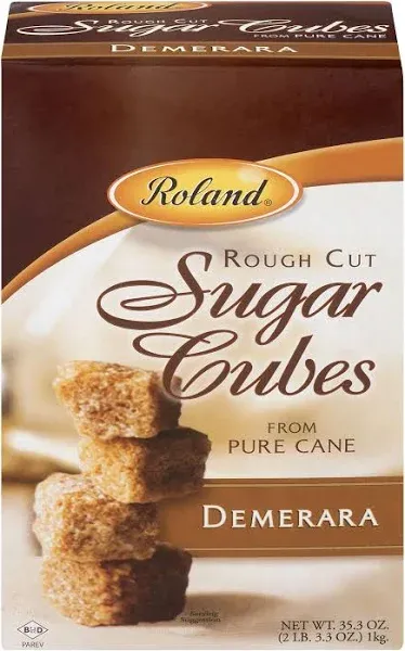 Roland Rough Cut Demerara Sugar Cubes - 17.6 oz Pack of 6 for Baking Delights