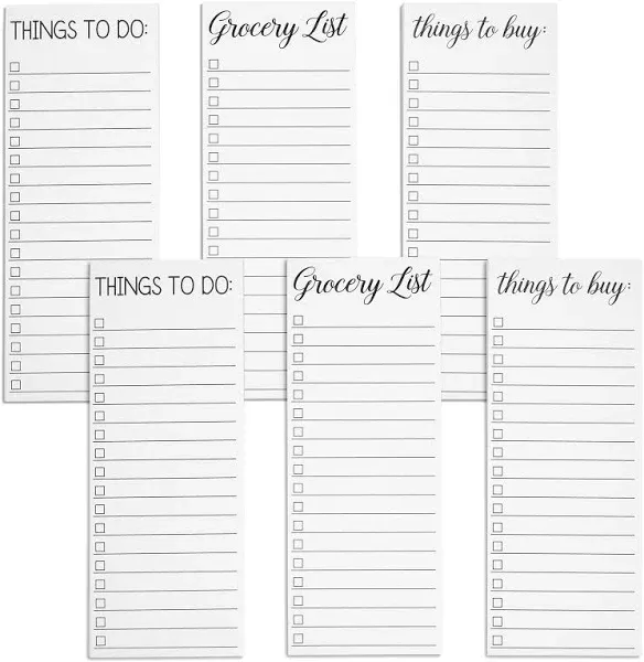 6-Pack Grocery List Magnet Pad for Fridge, To-Do Planner, Things To Buy, Thin...