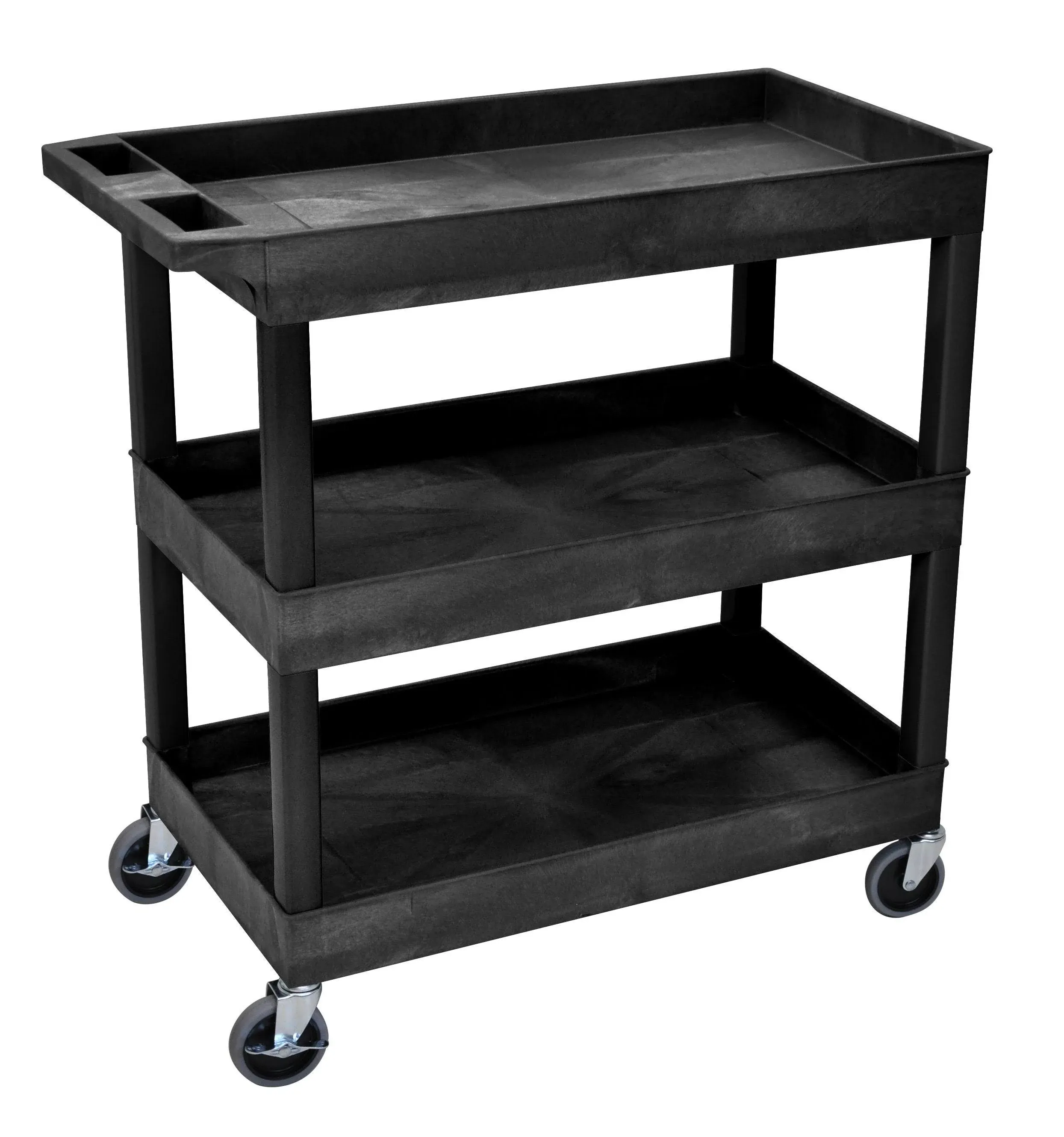 LUXOR EC111-B Tub Storage Cart 3 Shelves - Black,32&#034; x 18&#034; 1 Pack