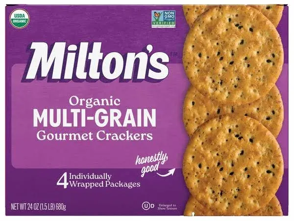 Milton&#039;s Craft Bakers Organic Multi-Grain Baked Gourmet Crackers, 24 oz, 1.5 lb