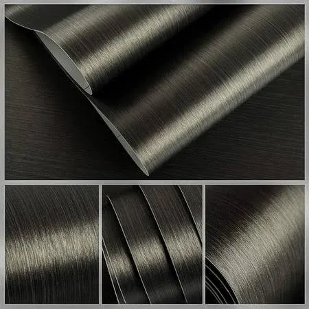 VEELIKE Bronze Black Brushed Stainless Steel Contact Paper