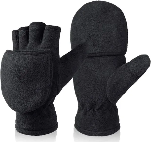 Winter Convertible Gloves Flip Top Mittens Warm Polar Fleece for Winter Running Texting Photographing for Men Women