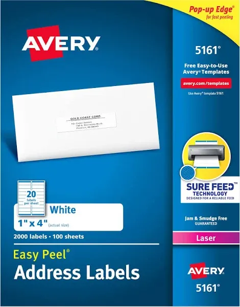 Avery Easy Peel Address Labels 5161