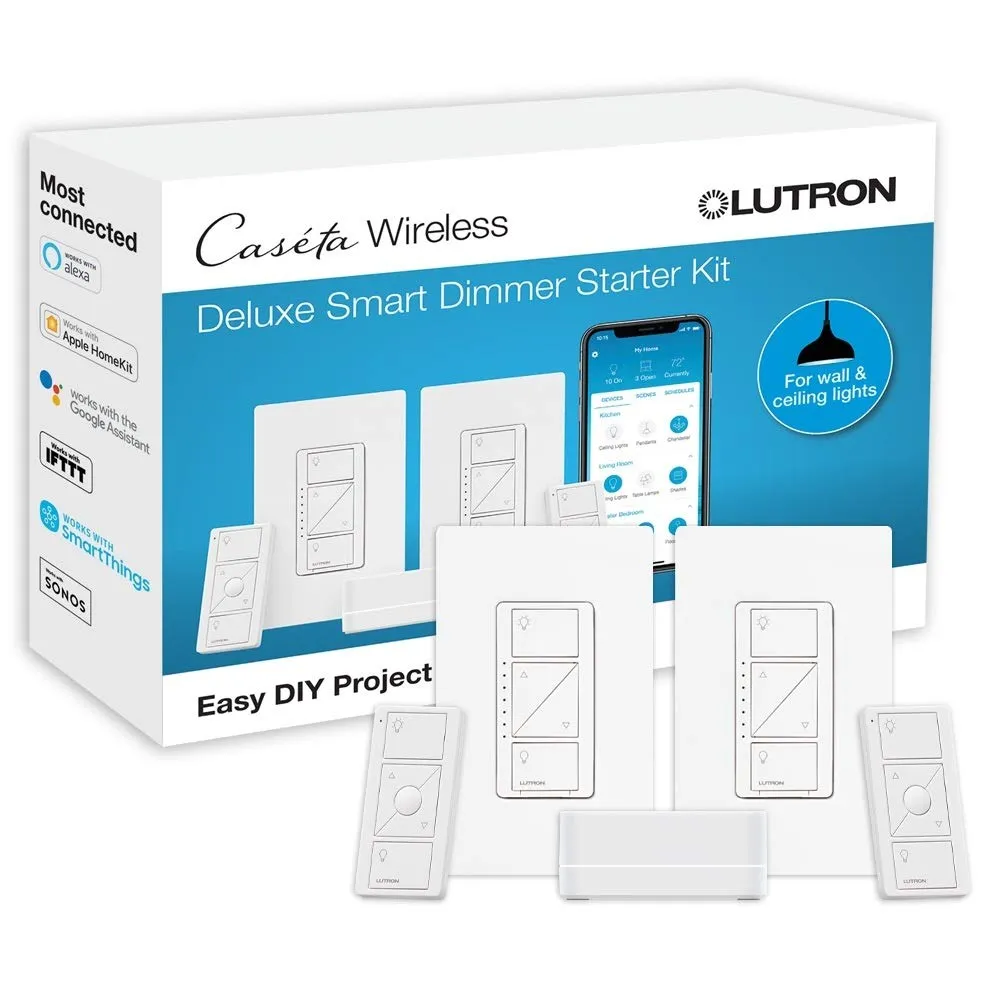 Lutron Caseta Deluxe Smart Dimmer Switch 2 Count Kit