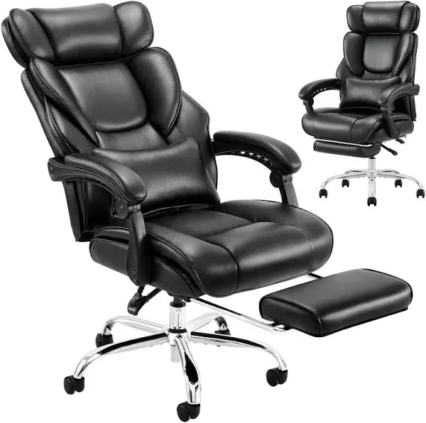 Office Chair with Footrest-Ergon<wbr/>omic Computer Chair with Extra Lumbar Support