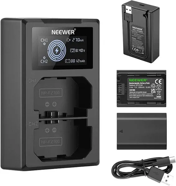 Neewer Dual USB Charger for NP-FZ100 Batteries