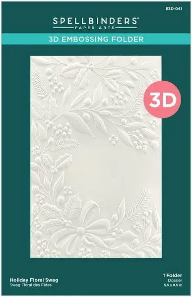 Spellbinders Holiday Floral Swag 3D Embossing Folder, ONE