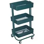 Simply Tidy Lexington 3-Tier Rolling Cart, Emerald