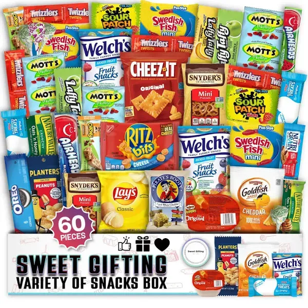 Halloween Snacks Variety Box - 60 Count Gift Care Package for Adults Kids Col...