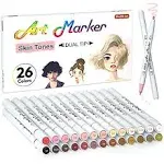 Shuttle Art 26 Colors Skin Tone&Hair Art Markers, Dual Tip Alcohol Based Flesh-Color Marker Pen Set Contains 1 Blender Perfect for Kids & Adults