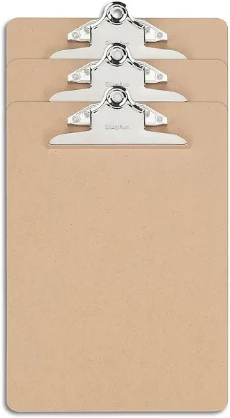 Staples Hardboard Clipboards Letter Size Natural Brown 3/Pack