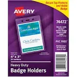 Avery 74472 - Heavy-Duty Badge Holders Secure Top-  Vertical 4&#034; x 3&#034; 25pk SEALED