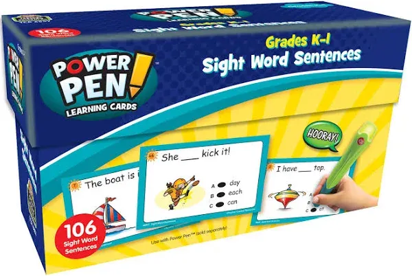 Teacher Created Resources Power Pen Learning Cards, Sight Word Sentences (6857), Medium, Multicolor