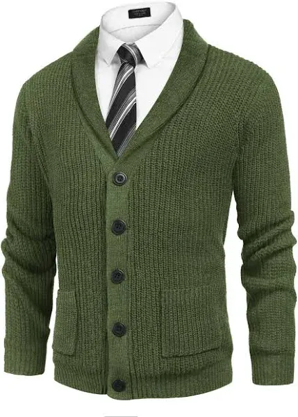 Gioberti Men's Heavy Weight Shawl Collar Knitted Cardigan