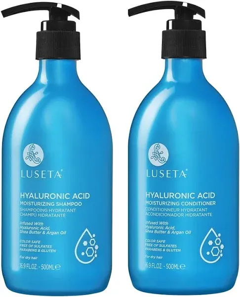 Luseta Hyaluronic Acid Moisturizing Shampoo & Conditioner Set for Dry and Damaged Hair, Sulfate Free Shampoo and Conditioner for Women Infused with Argan Oil and Shea Butter Paraben-Free 2 x 1.01oz