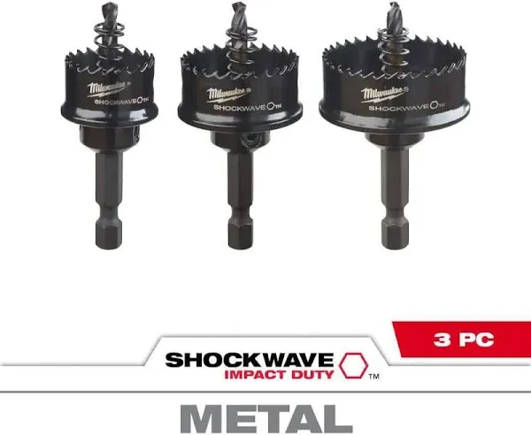 MILWAUKEE Thin Wall Hole Saw Kit (3-Piece)Impac<wbr/>t Duty Set 1/4 Hex Shank Tool