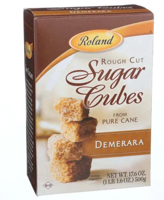 Roland Foods Demerara Rough Cut Brown Sugar Cubes, Sugar in the Raw, 35.2 Oz