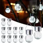 GIGALUMI 12 Pack Solar Outdoor Lights, Solar Hanging Lights for Christmas Decoration-Cracked Glass Solar Lights Outdoor Waterproof for Garden, Yard,