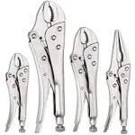 FASTPRO 4-Piece Locking Pliers Set, 5&#034;, 7&#034; and 10&#034; Curved Jaw Locking Pliers, 6-