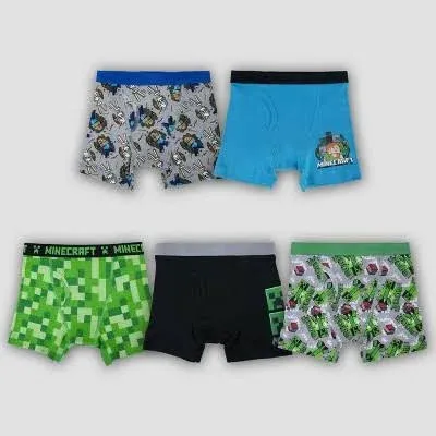 Minecraft 5 Pack Boys Boxer Briefs Size 4 100% Cotton NEW